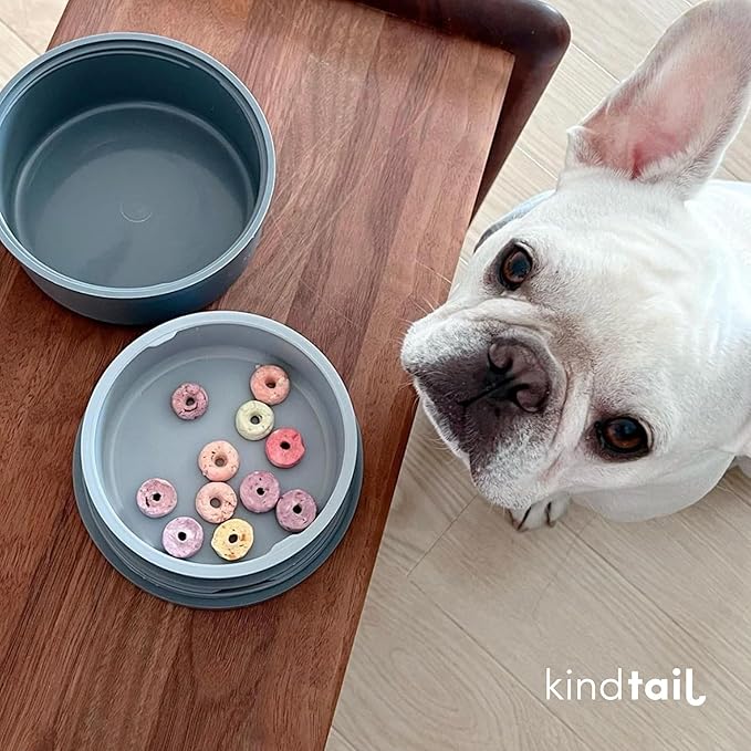 KindTail Portable Pet Feeder, Travel Dog Bowls with Lid and Handle, Microwave and Dishwasher-Safe