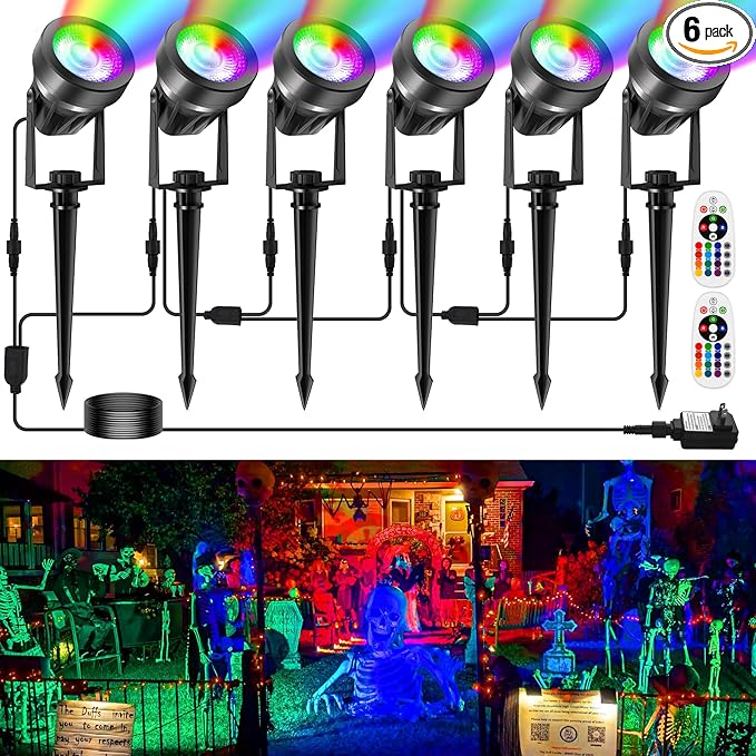 RGBW Color Changing Landscape Lighting,12V Low Voltage Landscape Lights Spotlights with Transformer