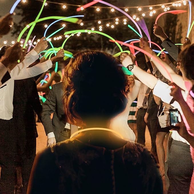 Glow Fever Glow Sticks Bulk 100ct 22'' Glow Necklaces with Connectors, Neon Light Sticks for Party
