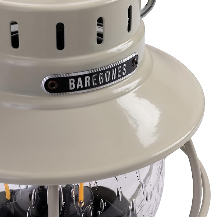 Barebones Railroad Lantern ??Vintage White, Vintage-Inspired LED Camping Lantern with Rechargeable