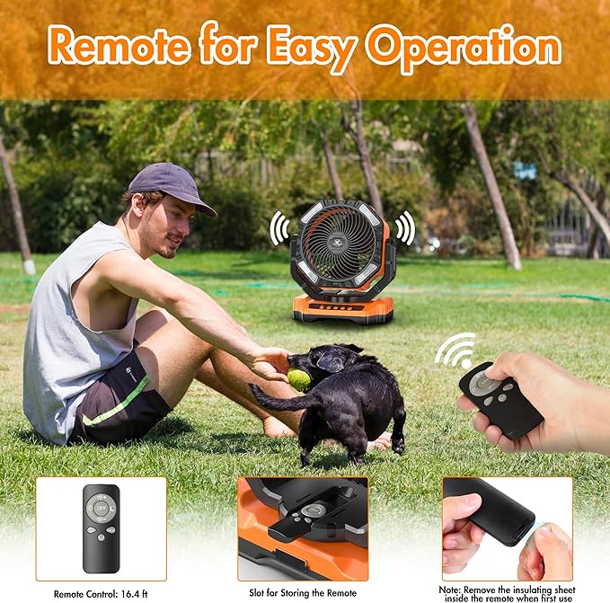 40000mAh Battery Powered Camping Fan - 136H Max Cooling, Rechargeable Battery Operated Oscillating