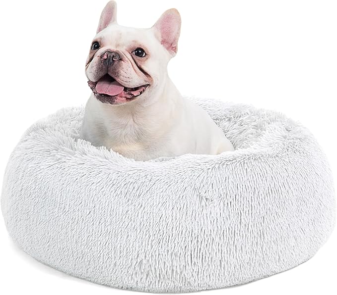 Bedsure Calming Dog Bed for Medium Dogs - Donut Washable Medium Pet Bed, 30 inches Anti-Slip Round