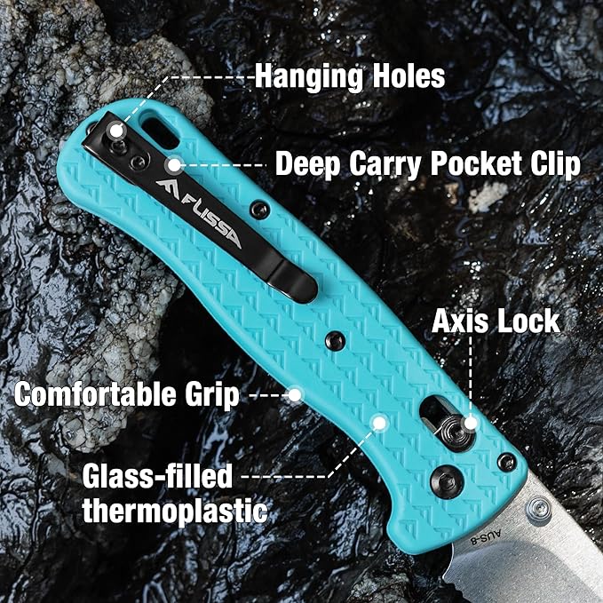FLISSA 4.5" Folding Pocket Knife, Lightweight EDC Pocket Knife with Axis Lock, 3.2" AUS-8 Steel