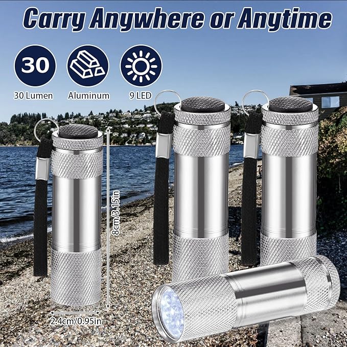 VIHOSE 20 Pcs Mini Flashlights Bulk, Bright Aluminum Handheld Flash Light with Lanyard Small LED