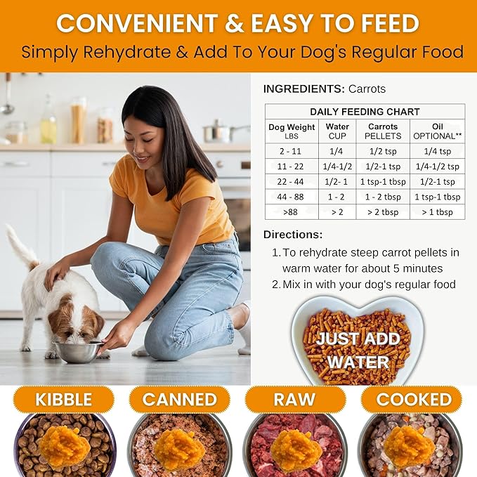 Olewo Original Carrots for Dogs - Fiber for Perfect Poop, Dehydrated Dog Food Toppers for Picky