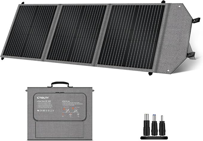 100W Portable Solar Panel for Camping RV Marine - Foldable Solar Panel Kit with Adjustable