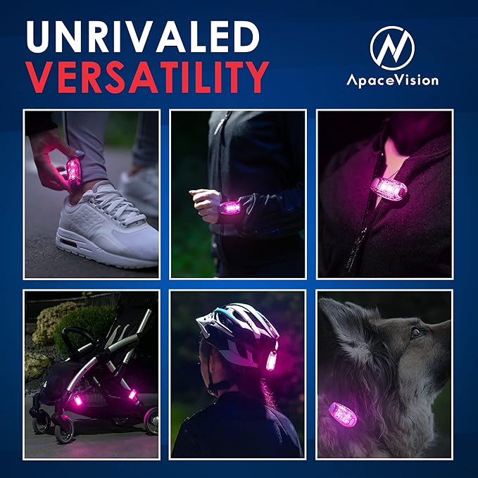 LED Safety Light (2 Pack) - Clip On Strobe/Running Lights for Runners, Dog, Bike, Walking, Boat
