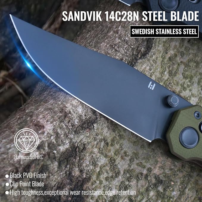 Pathwright Folding Pocket Knife, 3.54" 14C28N Blade and G10 Handle with Axis Lock, Everydaycarry
