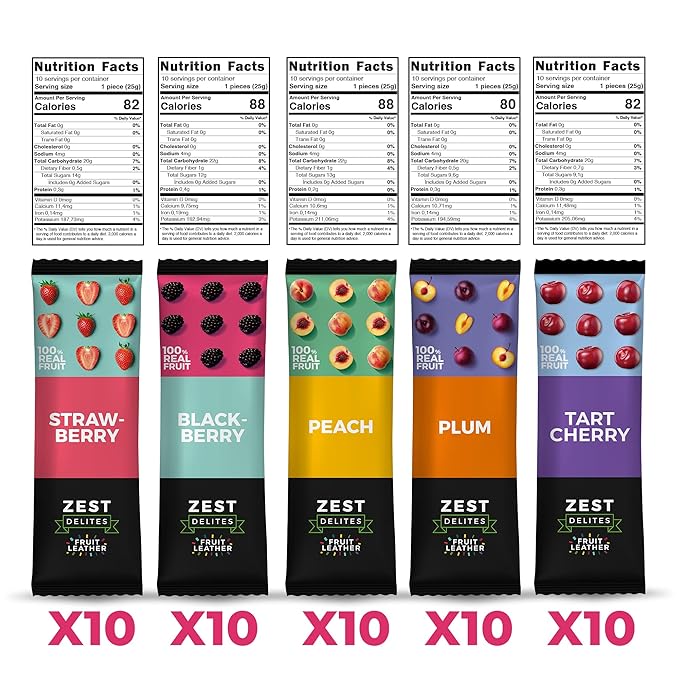 Fruit Snacks by Zest Delites, Fruit Leather Bars, Healthy Snacks for Adults & Kids, Vegan