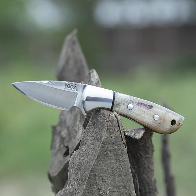 GCS Handmade D2 Tool Steel Tactical knife Hunting Knife CampKnife with leather sheath Full tang