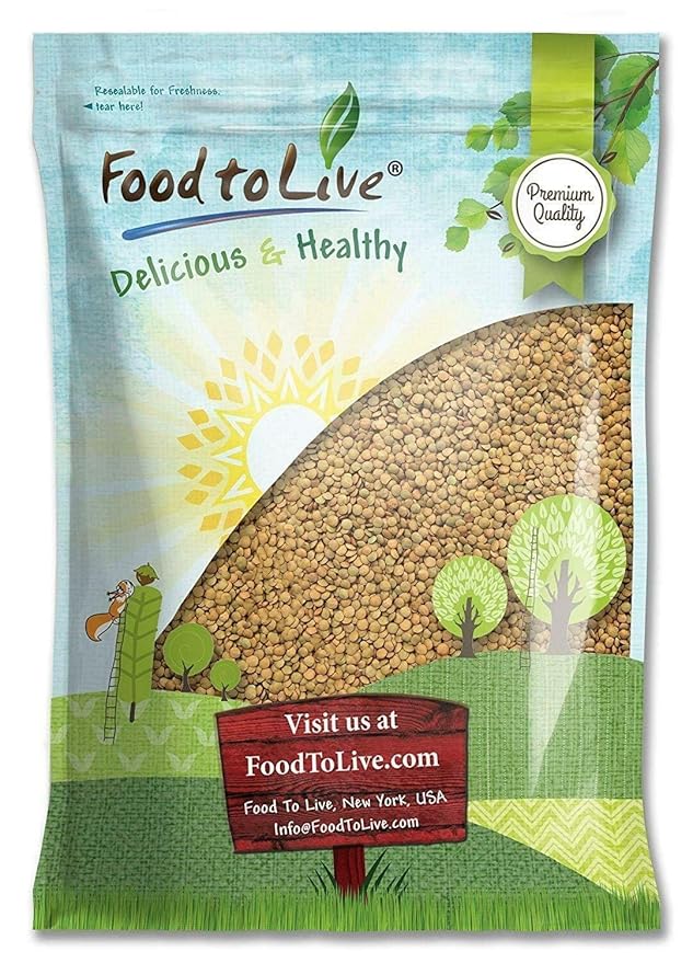 Food to Live - Whole Green Lentils, 15 Pound Dried Raw Lentils, Sproutable, Kosher, Vegan. Rich in