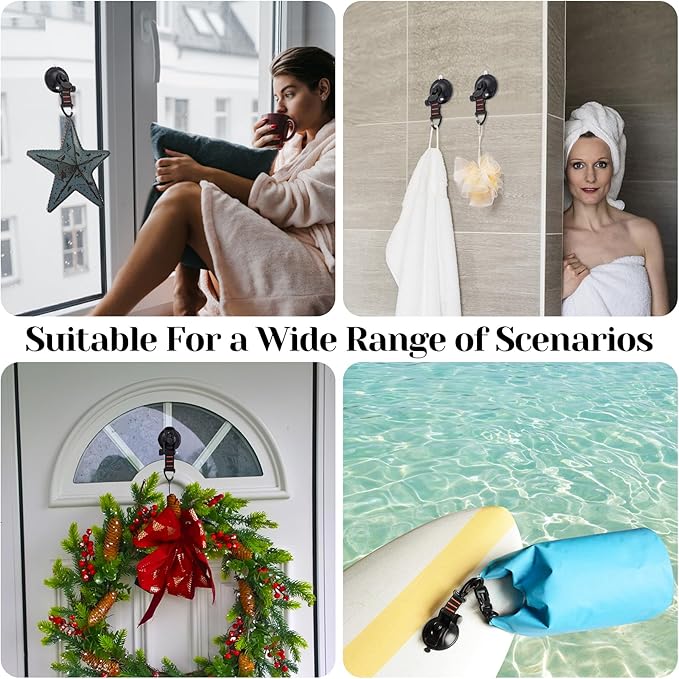 CONBOLA Suction Cups Hooks with 1/8" Adjustable Grow Light Hangers 13 ft with Reinforced