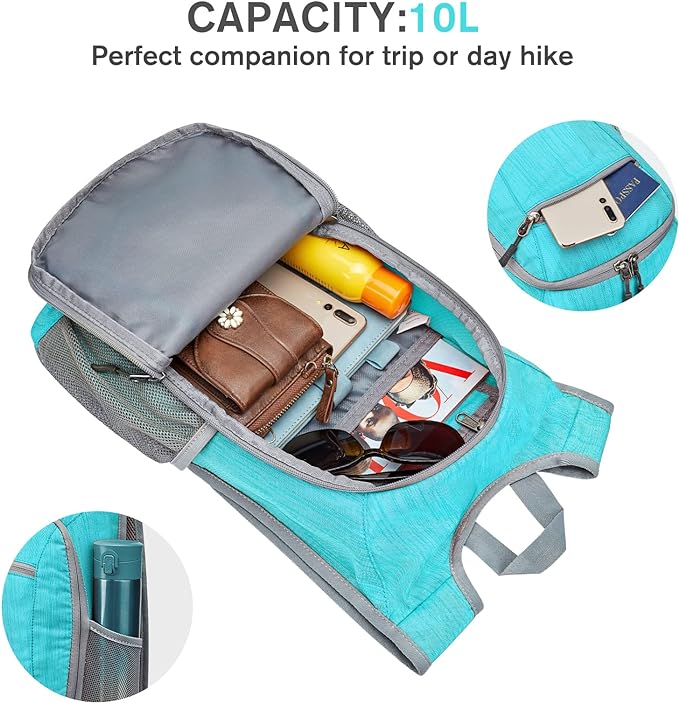 G4Free 10L/15L Hiking Backpack Lightweight Packable Hiking Daypack Small Travel Outdoor Foldable