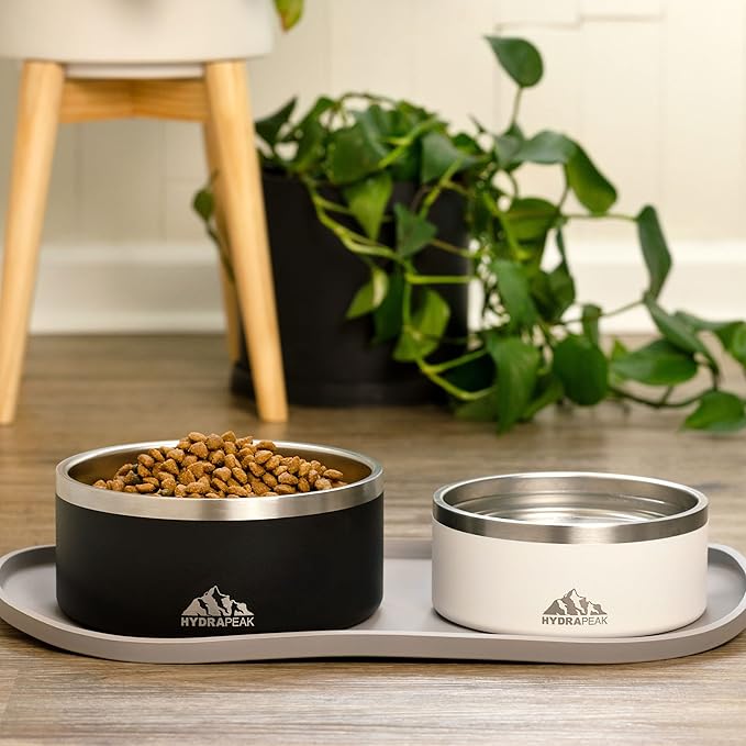 Hydrapeak Dog Bowl; Non Slip Stainless Steel; Water and Food Dish; Large Sized and Small Dogs; 32oz