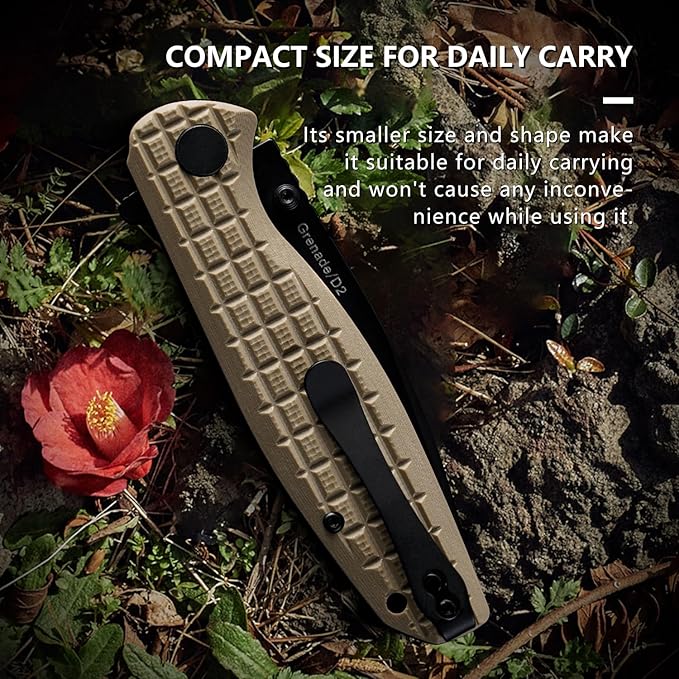 Folding Knife – 3.5-inch D2 Steel Folding Pocket Knife, G10 Handle, One-Handed Opening and Closing