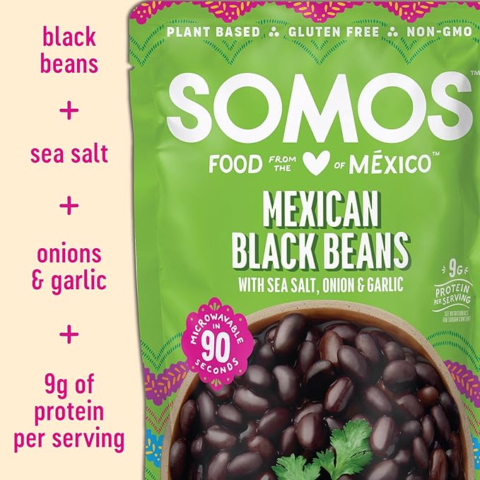 SOMOS Mexican Black Beans ??Gluten Free, Non-GMO, Vegan & Microwavable Meals Ready to Eat