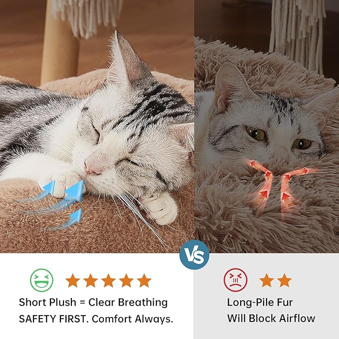 OhGeni 20 inches Calming Donut Dog & Cat Bed for Small Pets, Warming Comfort Fluffy Short Pile Fur