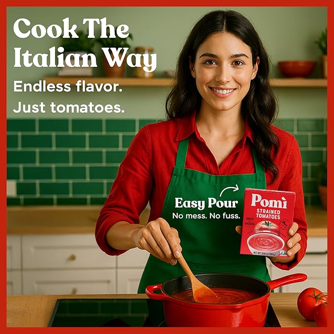 Pomì Strained Tomatoes 13.8oz (Pack of 12) - Creamy, Velvety Italian Tomato Puree, No Additives or