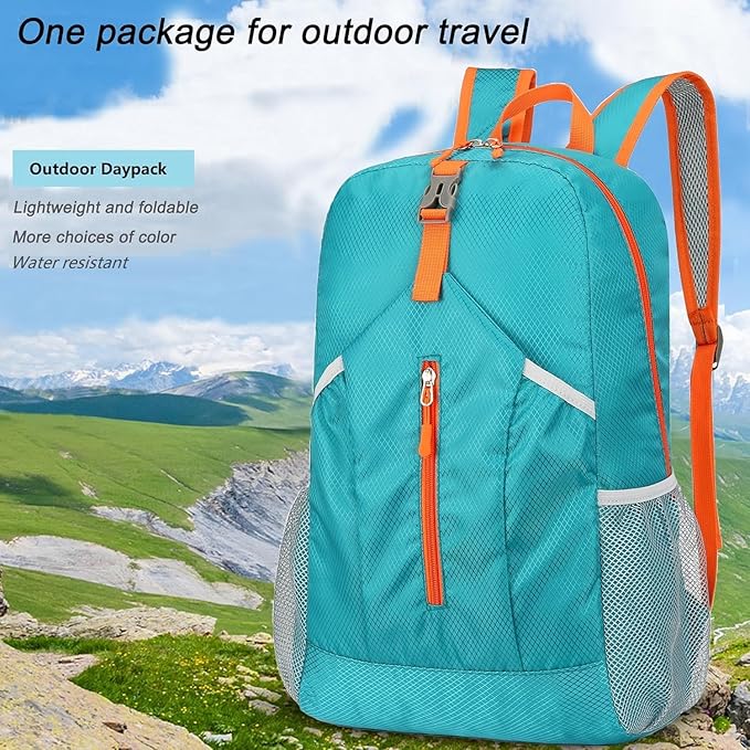 25L Foldable Hiking Backpack Lightweight Packable Basic-Daypack Collapsible Bag Water-Resistant