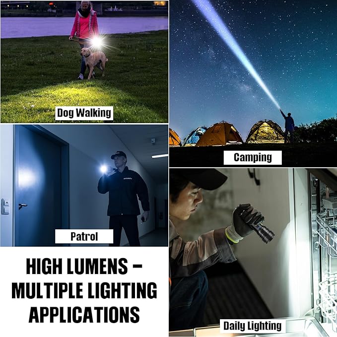 Flashlights LED High Lumens Rechargeable, High Lumen Super Bright Flashlight, USB Fast Charging