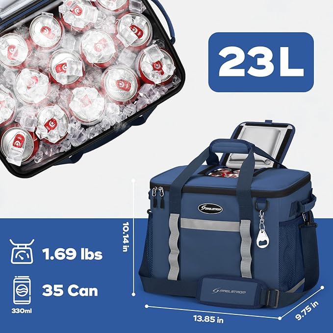 Maelstrom Collapsible Soft Cooler Bag, 24/30/60/75 Cans Beach Cooler, Ice Chest, Leakproof &