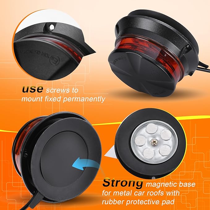 WINECO LED Amber Strobe Beacon Lights, Safety Warning Emergency Hazard Rotating Flashing Lights for