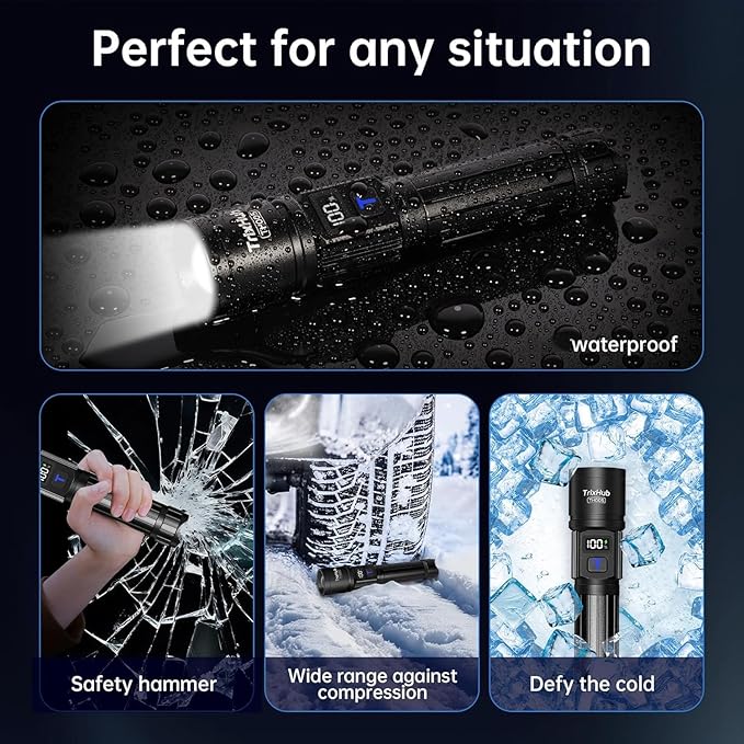 Rechargeable Flashlights 2 Pack, Super Bright High Lumens Flash Light, 5 Modes Zoomable Linternas
