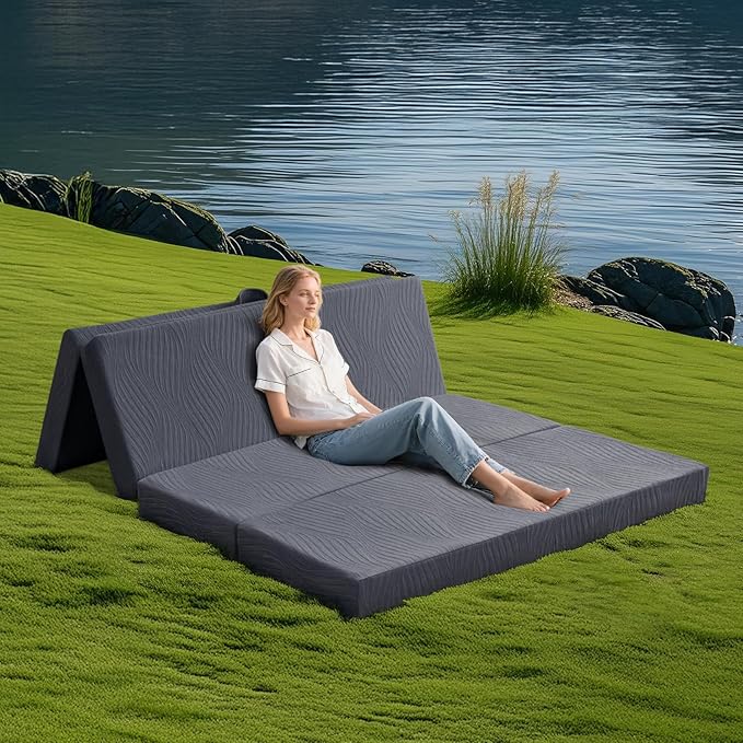 Memory Foam Camping Mattress Pad, 3 Inch Thick Waterproof Foldable Sofa Bed Floor Mattress