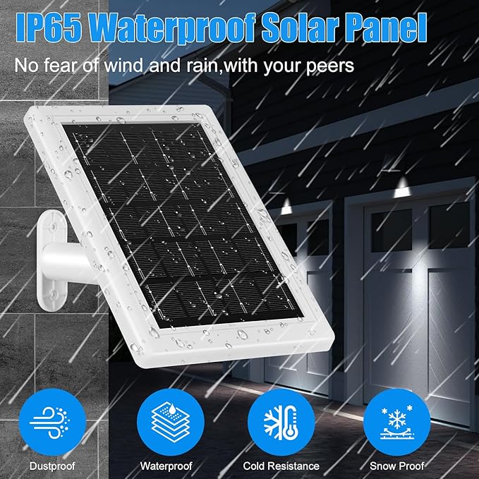 Solar Panel Charger,Solar Panels for Security Camera, Solar Panel with Micro USB & USB-C Port for