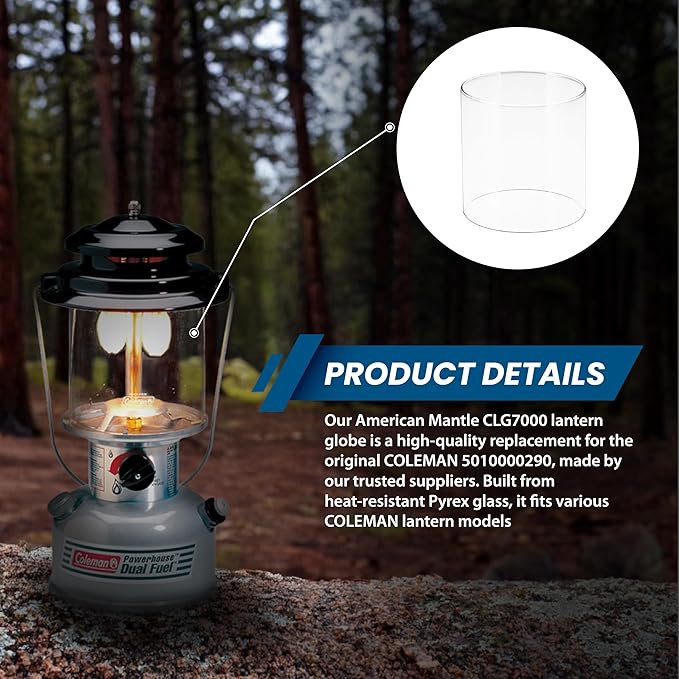 American Mantle Lantern Globe Replacement | 3.22"x3.22"x3.33" Clear Borosilicate Glass | Fits