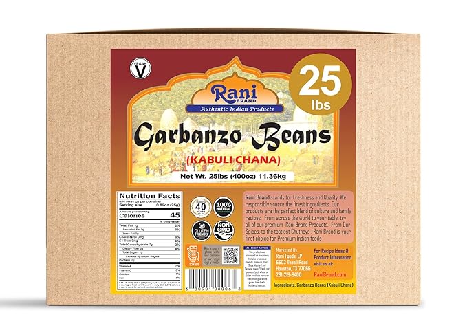 Rani Garbanzo Beans (Kabuli Chana) 400oz (25lbs) 11.36kg Bulk Box ~ All Natural | Vegan | Gluten