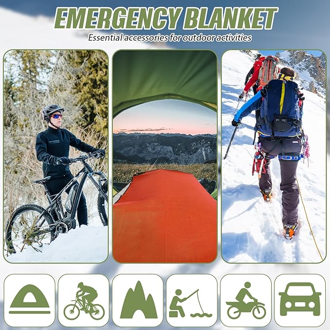 Kanayu 4 Pcs Emergency Thermal Survival Blankets 82 x 60 Inch,Heavy Duty Emergency Poncho Tarp
