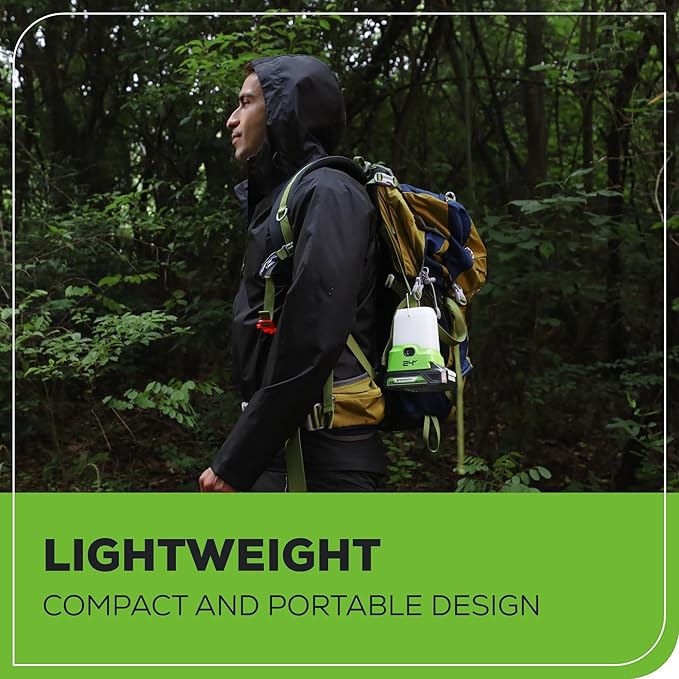 Greenworks 24V Lantern Cordless 500lm Camping Light with USB-A and USB-C Port, tool only