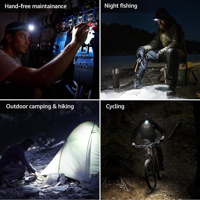 Lepro 320015 Battery Powered Headlamp - 1300Lux Super Bright LED Head Lamp with Red Light, IPX4