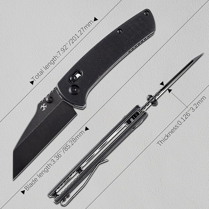 KANSEPT Main Street Pocket Folding Knife, 3.36''Black Ticn Coated 154cm Sharp Steel Blade, G10