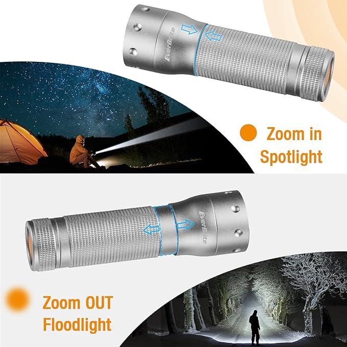 EverBrite Mini LED Flashlight, Zoomable High Lumens 350LM, 3 Modes, 3AAA Batteries Included