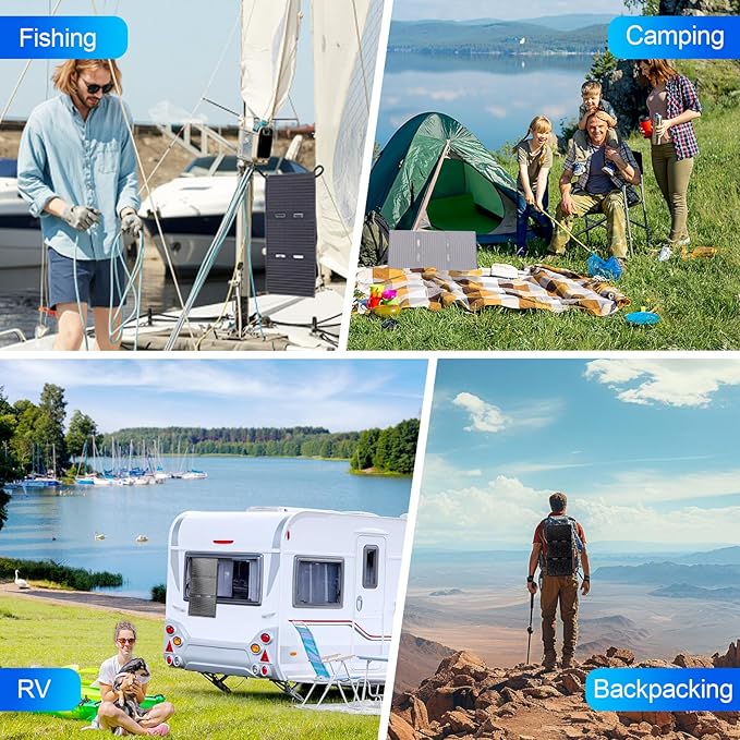 30W Portable Solar Panel, Foldable Solar Panel Charger with QC3.0 USB-A USB-C & DC Output for