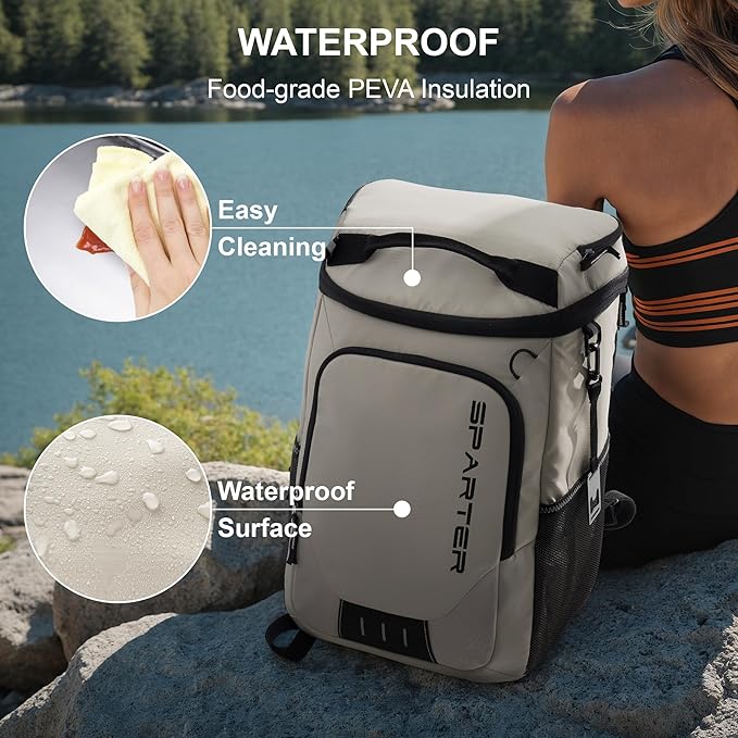 SPARTER Backpack Cooler Insulated Leak Proof 33/49 Cans, 2 Insulated Compartments Thermal Bag