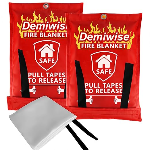 2-Pack Fire Blanket - Large Fiberglass Fire Blanket Fire Suppression Blanket - Fire Blankets