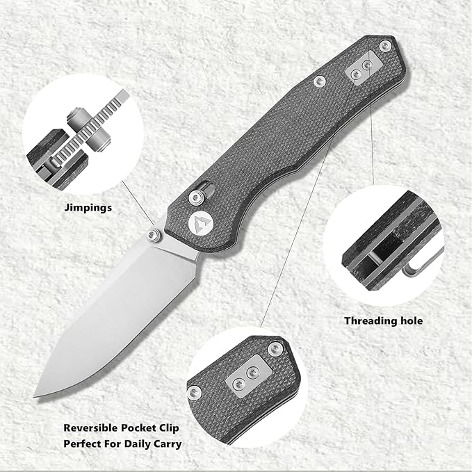 CMB Explorer Micarta Handle 14C28N Steel Blade Crossbar Lock Knife Pocket Folding Tactical Survival