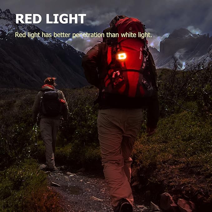 800Lumens 2Pack Running Light, Rechargeable Headlamp Clip on Lights with Red/Green Lighting Night