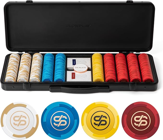 SLOWPLAY Godel 14g Clay Poker Chips Set for Texas Hold?™em, 500 PCS [Blank Chips] Features a