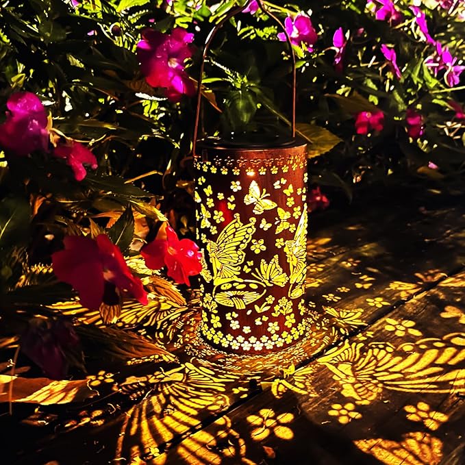 Solar Lanterns Outdoor Hanging Lantern Lights,Fairy Metal Decor Lanterns-Waterproof LED Decorative