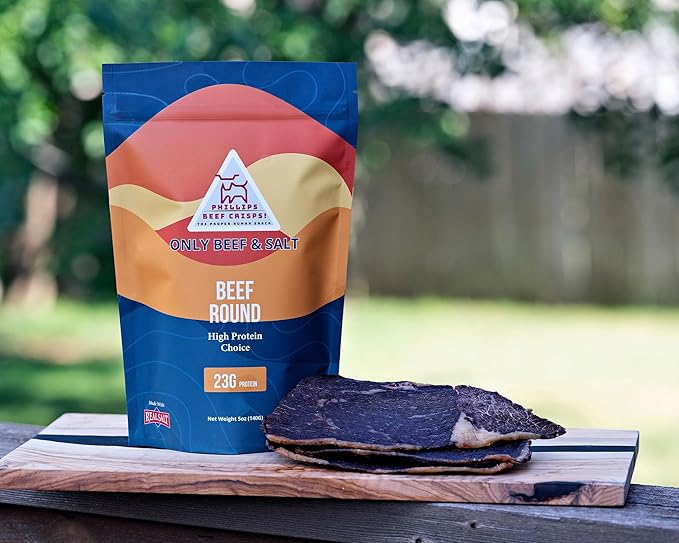 Phillips Beef Crisps - Round - Only Beef & Salt - Zero Carbs - Zero Sugar - High Protein Meat