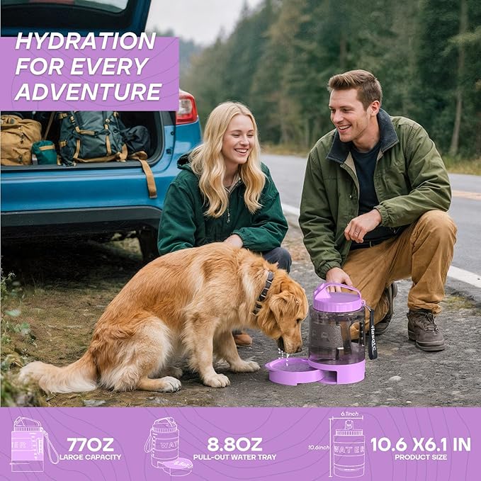 Dog Water Bottle Portable Travel - 77oz Large Travel Water Bowl for Dogs Camping Hiking Beach