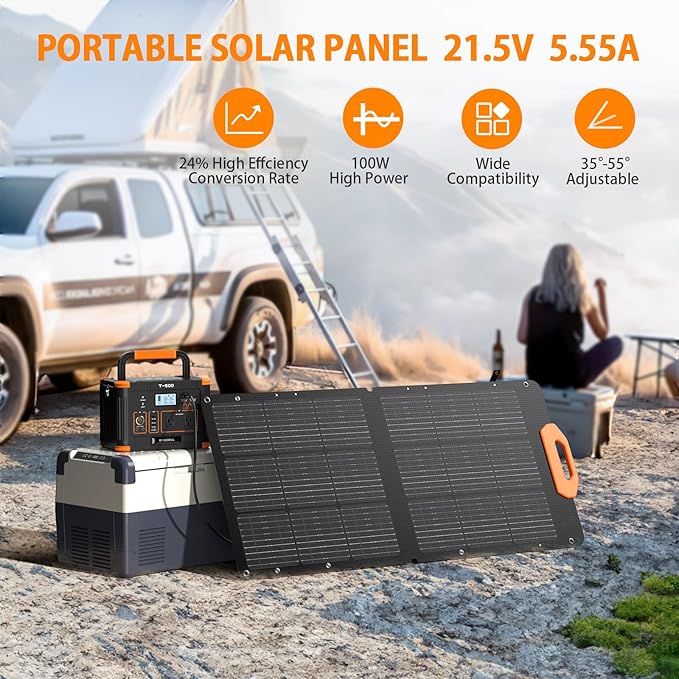 GRECELL 100W Solar Panel for Power Station Generator, 21.5V Portable Foldable Solar Panel with Fast