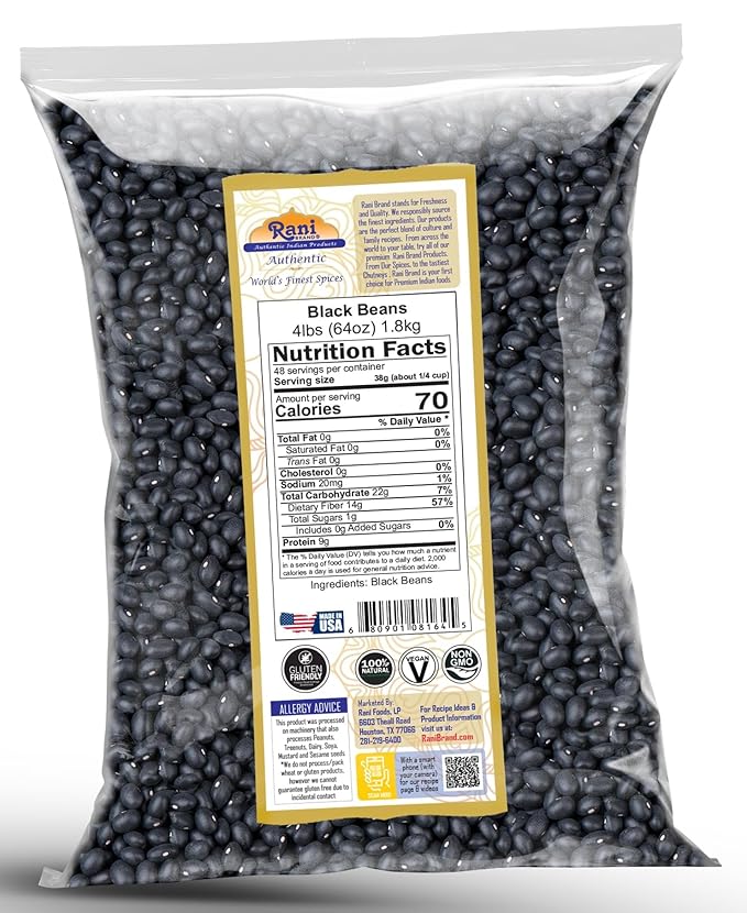 Rani Black Beans (Thull Rajma) 64oz (4lbs) 1.81kg Bulk ~ All Natural | Vegan | Gluten Friendly |