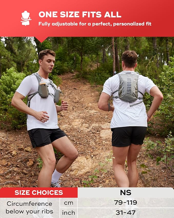 Running Vest, 5L Hydration Vest Lightweight, Breathable and Sweatproof Running Backpack, Adjustable