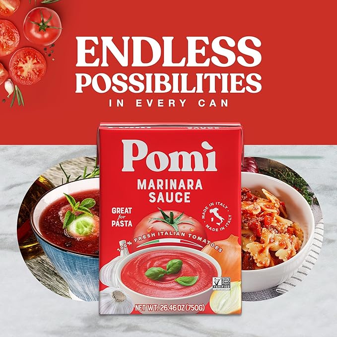 Pomì Marinara Sauce 26.46oz (Pack of 12) - Made in Italy - Non-GMO & Gluten-Free - Creamy, Velvety