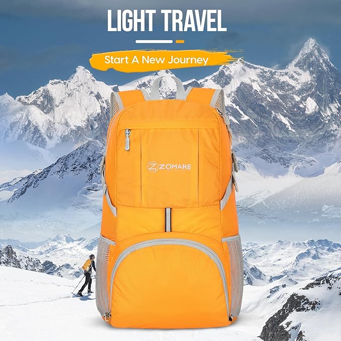 ZOMAKE Lightweight Packable Backpack 35L, Light Foldable Backpacks Water Resistant Collapsible